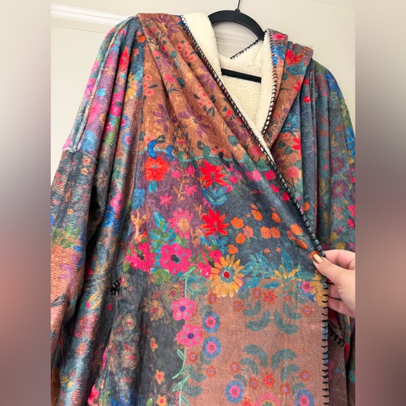 Natural Life Cozy Blanket Kimono Cardigan Vintage Rose Patchwork - Picture 8 of 13